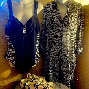 Zebra print and Black one piece/ Sheer Zebra print Cover Up